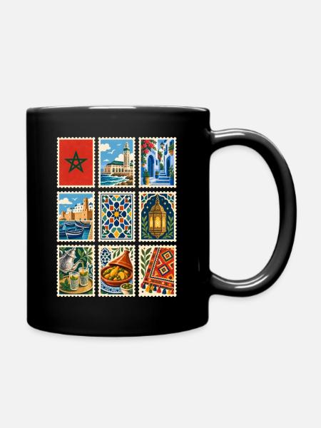 Marokko Briefmarken - Tasse einfarbig - Schwarz