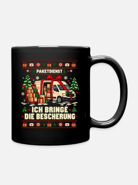 Paketdienst - Ich bringe die Bescherung - Tasse einfarbig - Schwarz