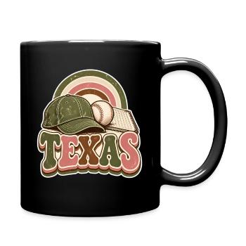 Texas Retro Baseball Look - Tasse einfarbig - Schwarz - Rechts