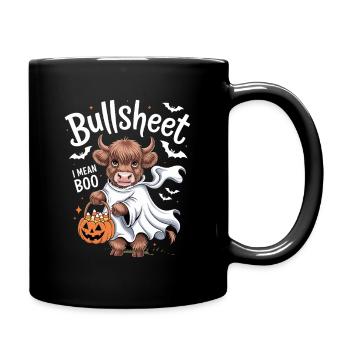  Bullsheet I Mean Boo Hochlandrind Geist Halloween - Tasse einfarbig - Schwarz - Rechts