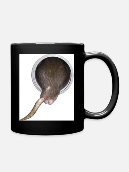 Ratte im Rohr hinter - Tasse einfarbig - Schwarz