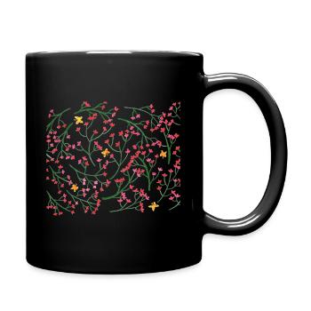 Papillons et Fleurs - Mug uni - noir - Droite