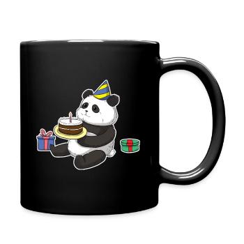 Panda Birthday Bday Geburtstag - Tasse einfarbig - Schwarz - Rechts