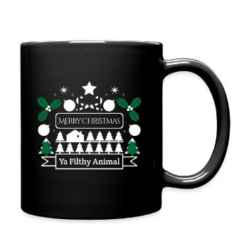 Christmas Sweater Design Merry Christmas Ya Filthy Animal - Full Colour Mug - black - Right