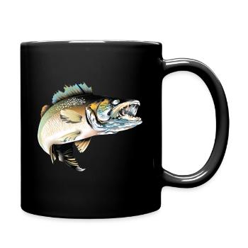 Angeln Zander - Tasse einfarbig - Schwarz - Rechts