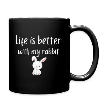 life is better with my rabbit - Full Colour Mug - black - Right
