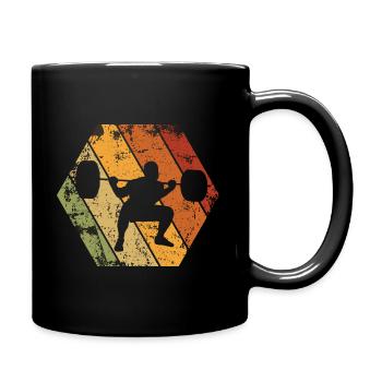 Gewichtheber Fitness Gym Retro Vintage - Tasse einfarbig - Schwarz - Rechts