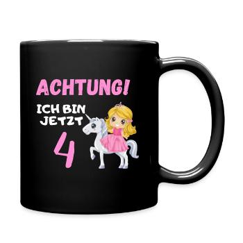 4 Geburtstag Prinzessin Kindergeburtstag Geschenk - Tasse einfarbig - Schwarz - Rechts
