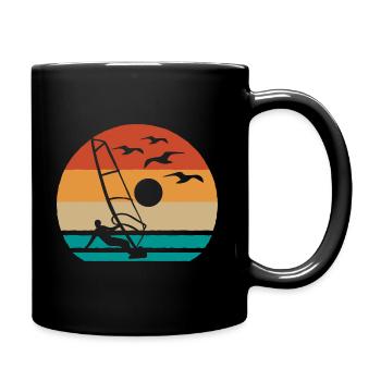 Windsurfer mer vagues Sport planche à voile - Mug uni - noir - Droite