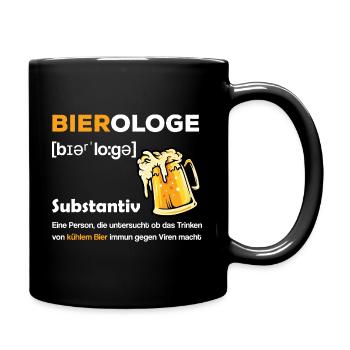 Bierologe kühles Bier Viren Virus lustiger Spruch - Tasse einfarbig - Schwarz - Rechts