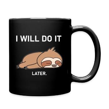 Lazy sloth funny - Full Colour Mug - black - Right