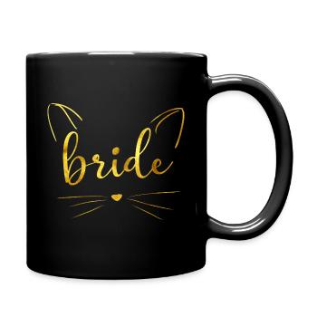 Braut Katze - Tasse einfarbig - Schwarz - Rechts