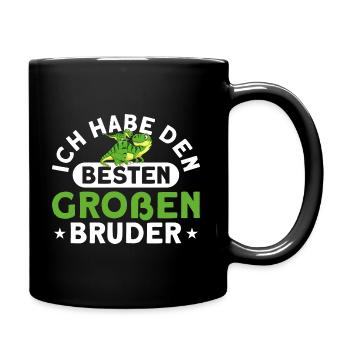 Geschwister Großer Bruder Dino Geschenk - Tasse einfarbig - Schwarz - Rechts