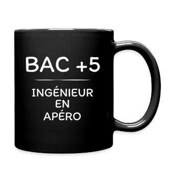 Humour Alcool Bac+5 Ingénieur en apéro - Mug uni - noir - Droite