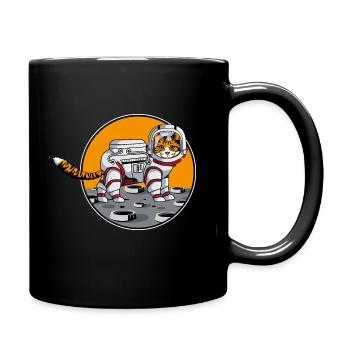 Katze Kater Meow Kitty Astronaut, Katzenliebhaber - Tasse einfarbig - Schwarz - Rechts