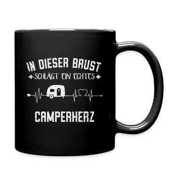 Camping Herz | Camper - Tasse einfarbig - Schwarz - Rechts