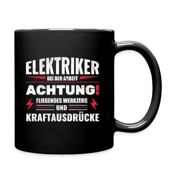 Elektriker Elektrik - Tasse einfarbig - Schwarz - Rechts