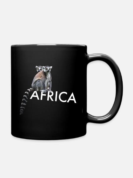 Lemur Monkey Africa - Full Colour Mug - black