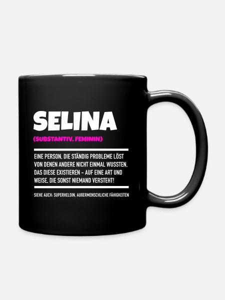 Name Selina Design - Tasse einfarbig - Schwarz