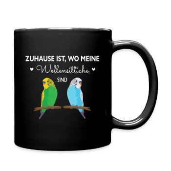 Zuhause ist wo meine Wellensittiche sind - Tasse einfarbig - Schwarz - Rechts