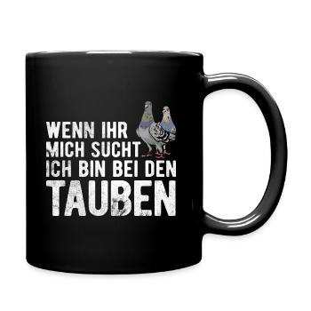 Taube Tauben Vogel - Tasse einfarbig - Schwarz - Rechts