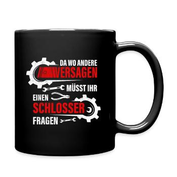 Schlosser Geschenk Metallbauer Mechaniker - Tasse einfarbig - Schwarz - Rechts