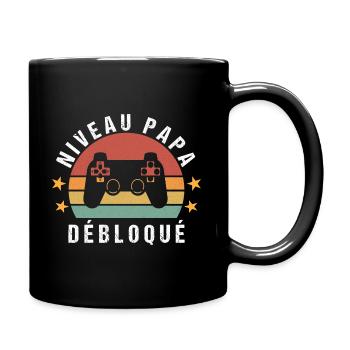 Niveau papa débloqué cadeau drôle pr nouveau papa - Mug uni - noir - Droite