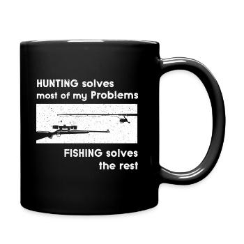 Jagen löst meine Probleme Design für Angler - Tasse einfarbig - Schwarz - Rechts