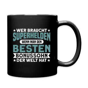 Familie Stiefsohn Bonus Sohn Geschenk - Tasse einfarbig - Schwarz - Rechts