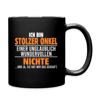 Patenonkel Onkel Nichte - Tasse einfarbig - Schwarz - Rechts