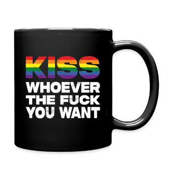 Kiss Whoever The Fuck You Want LGBTQ Pride - Full Colour Mug - black - Right