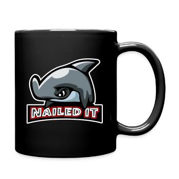 Hammer Hai Nailed it - Tasse einfarbig - Schwarz - Rechts