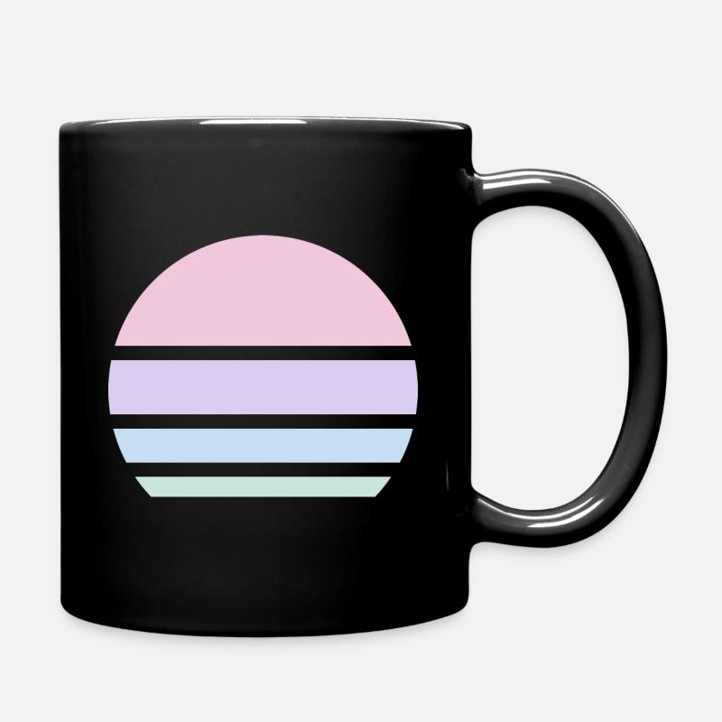 Sonne Pastell Retro Muster Vintage - Tasse einfarbig - Schwarz