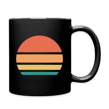 Sonne Retro Muster Vintage - Tasse einfarbig - Schwarz - Rechts