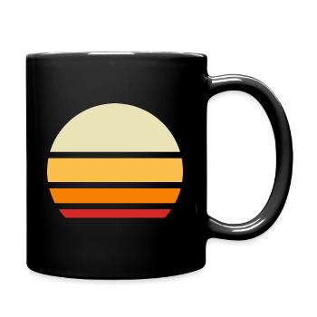 Sonne Retro Muster Vintage - Tasse einfarbig - Schwarz - Rechts