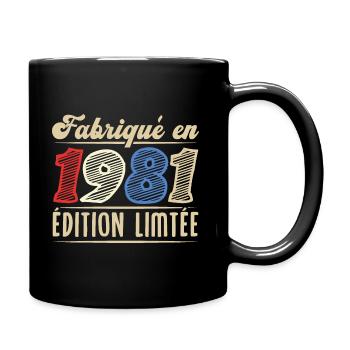 Fabriqué en 1981, Vintage cadeau d'anniversaire - Mug uni - noir - Droite