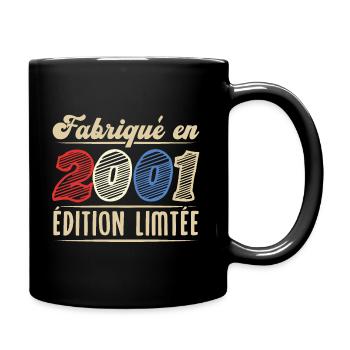 Fabriqué en 2001, Vintage cadeau d'anniversaire - Mug uni - noir - Droite