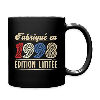 Fabriqué en 1998, Vintage cadeau d'anniversaire - Mug uni - noir - Droite