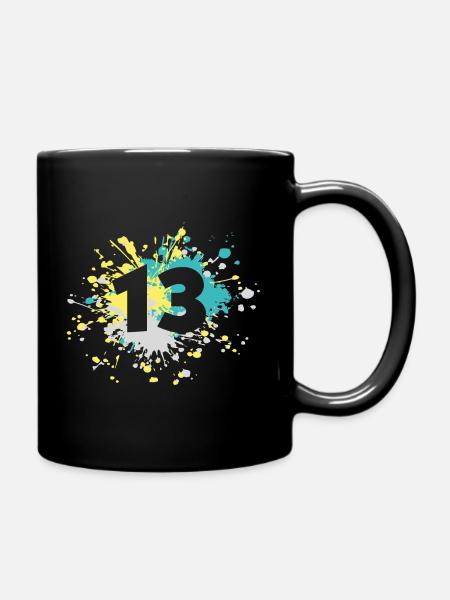 Number 13th Color Splash - Full Colour Mug - black