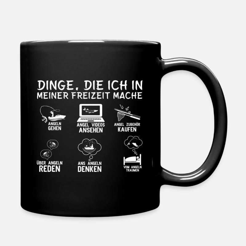 Dinge die ich in meiner Freizeit mache Angeln - Tasse einfarbig - Schwarz