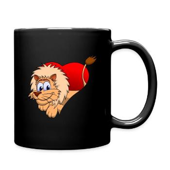 Löwe im Herz - Tasse einfarbig - Schwarz - Rechts