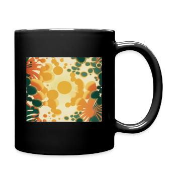 Hintergrund gelb und grüne Blasen - Tasse einfarbig - Schwarz - Rechts