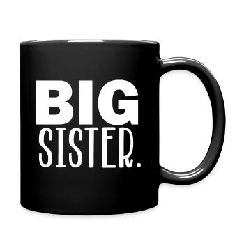 große Schwester - Tasse einfarbig - Schwarz - Rechts