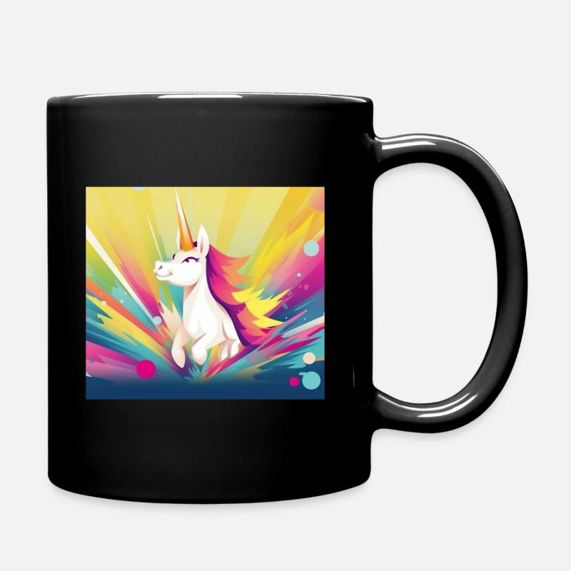 Einhorn Regenbogen Fantasy Design Cartoon - Tasse einfarbig - Schwarz