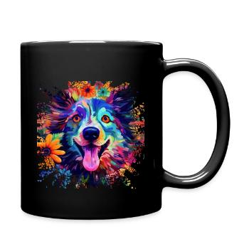 Multicolor dog - Full Colour Mug - black - Right