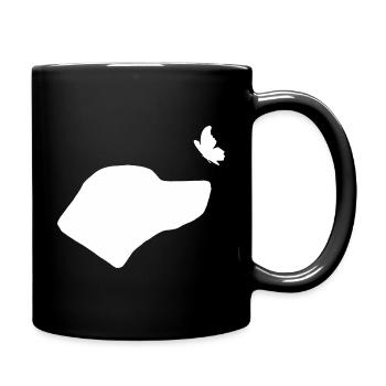 Rhodesian Ridgeback mit Schmetterling - Tasse einfarbig - Schwarz - Rechts