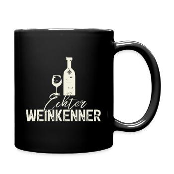 Echter Weinkenner, Weisswein Wein - Tasse einfarbig - Schwarz - Rechts