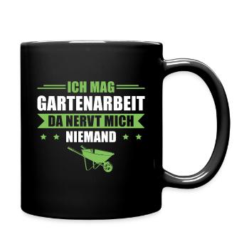 Gartenarbeit da nervt niemand Hobbygärtner - Tasse einfarbig - Schwarz - Rechts