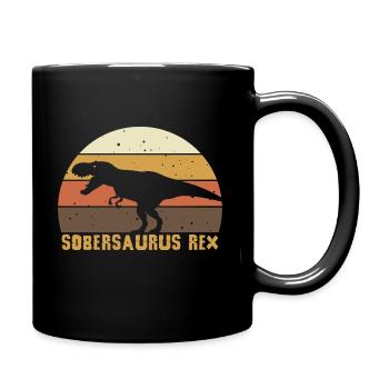 T-Rex Retro Sobriety Sober Sober Abstinent - Full Colour Mug - black - Right