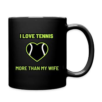 J’aime le tennis - Plus que ma femme - Funny Design - Mug uni - noir - Droite